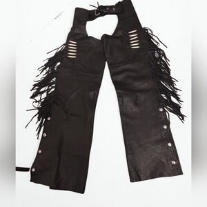 Vintage Leather Fringe Bead Chaps Hot Leathers Women's Size XS